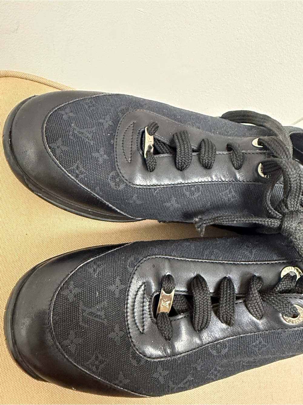 Louis Vuitton Men’s Black Monogram Low-Profile Sneakers - Picture 2 of 9